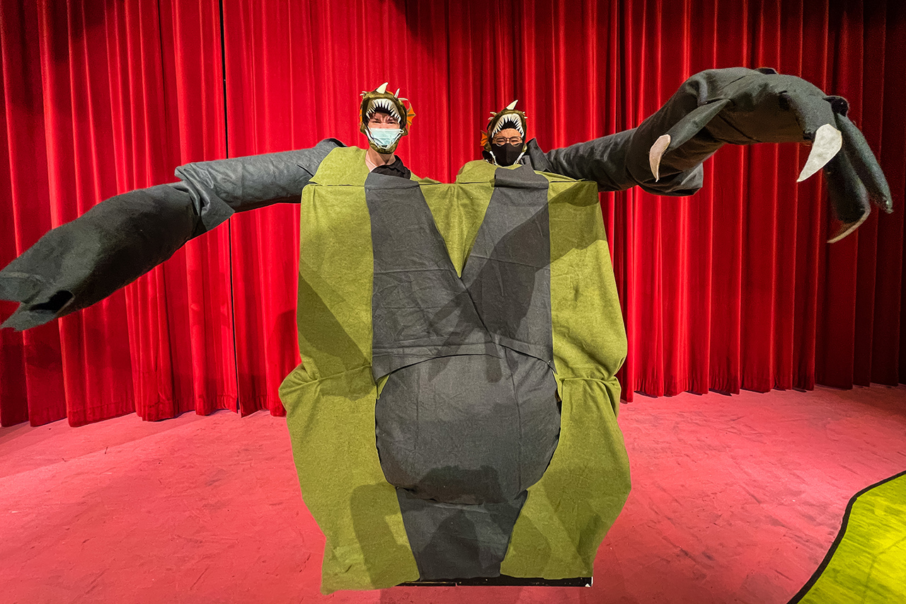 Caleb Dean and Mikey Jones as the Jabberwocky